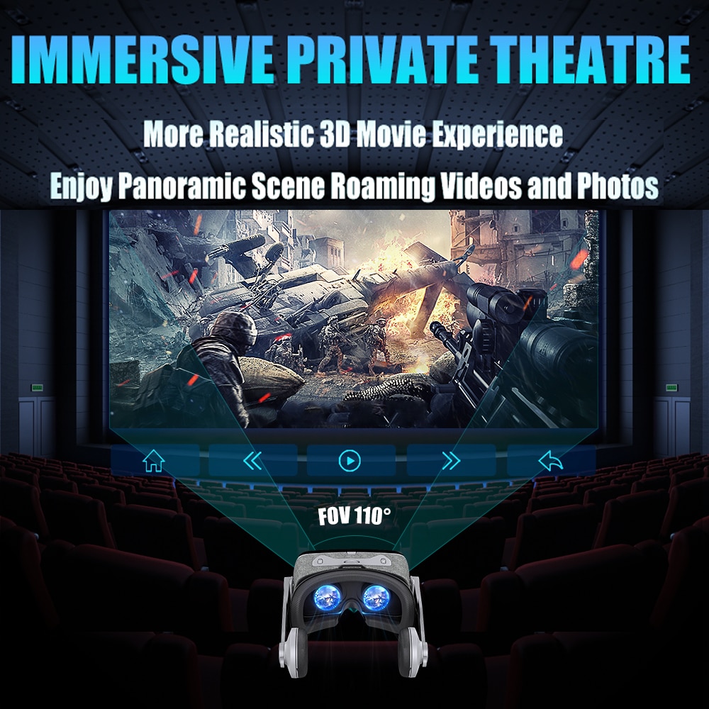 VR Shinecon G07E Viar Casque Headset Virtual Reality Glasses 3D Helmet Goggles 3 D For iPhone Android Phone Smartphone Lense Set